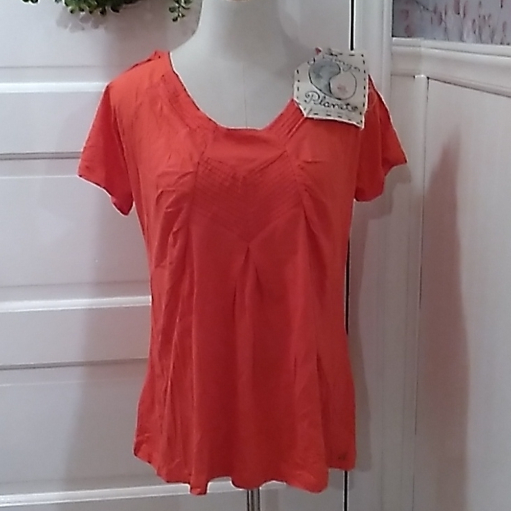 Living Planet large pink short sleeve blouse 👚shirt nwt